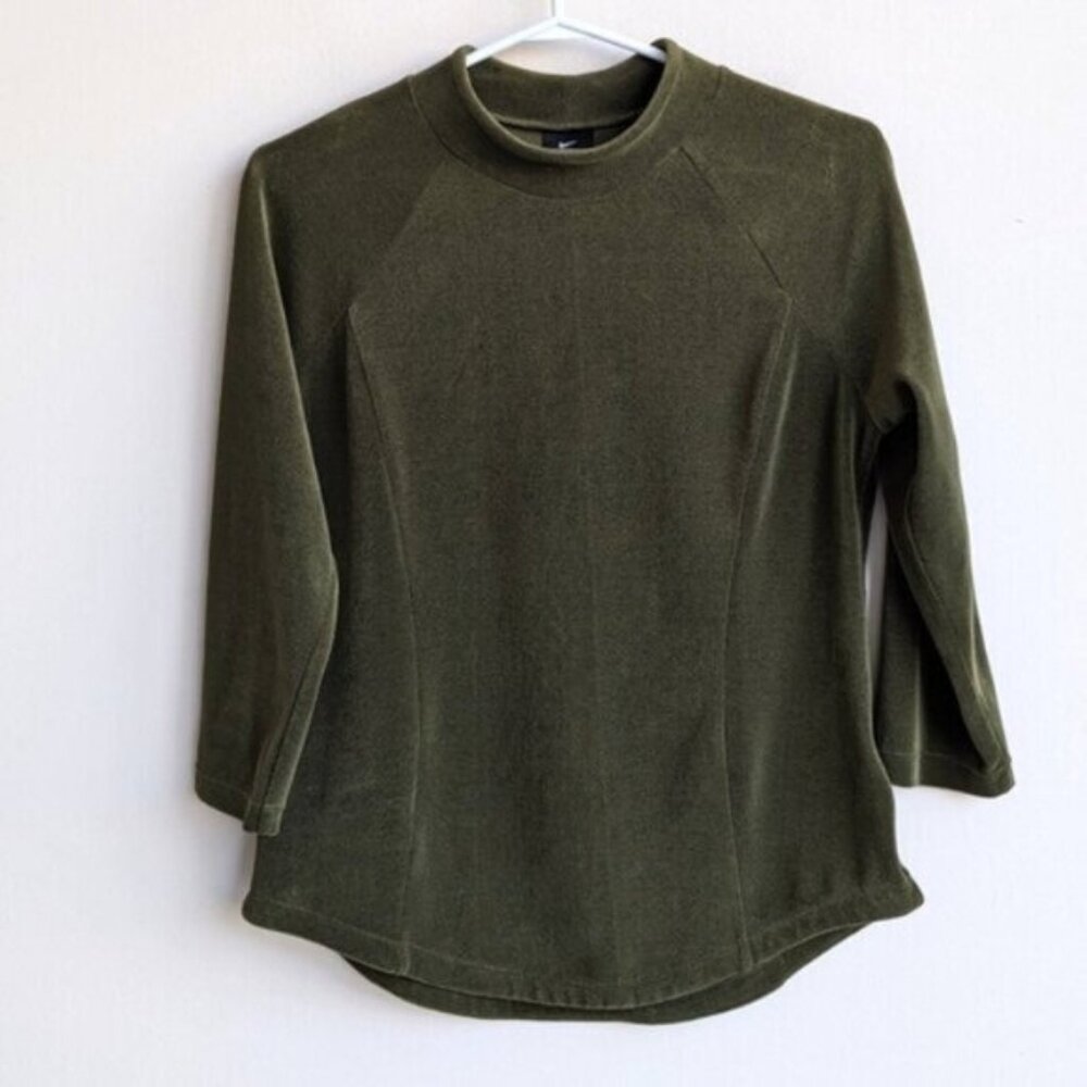 Nike Dri-Fit velour olive green 3/4 sleeve shirt